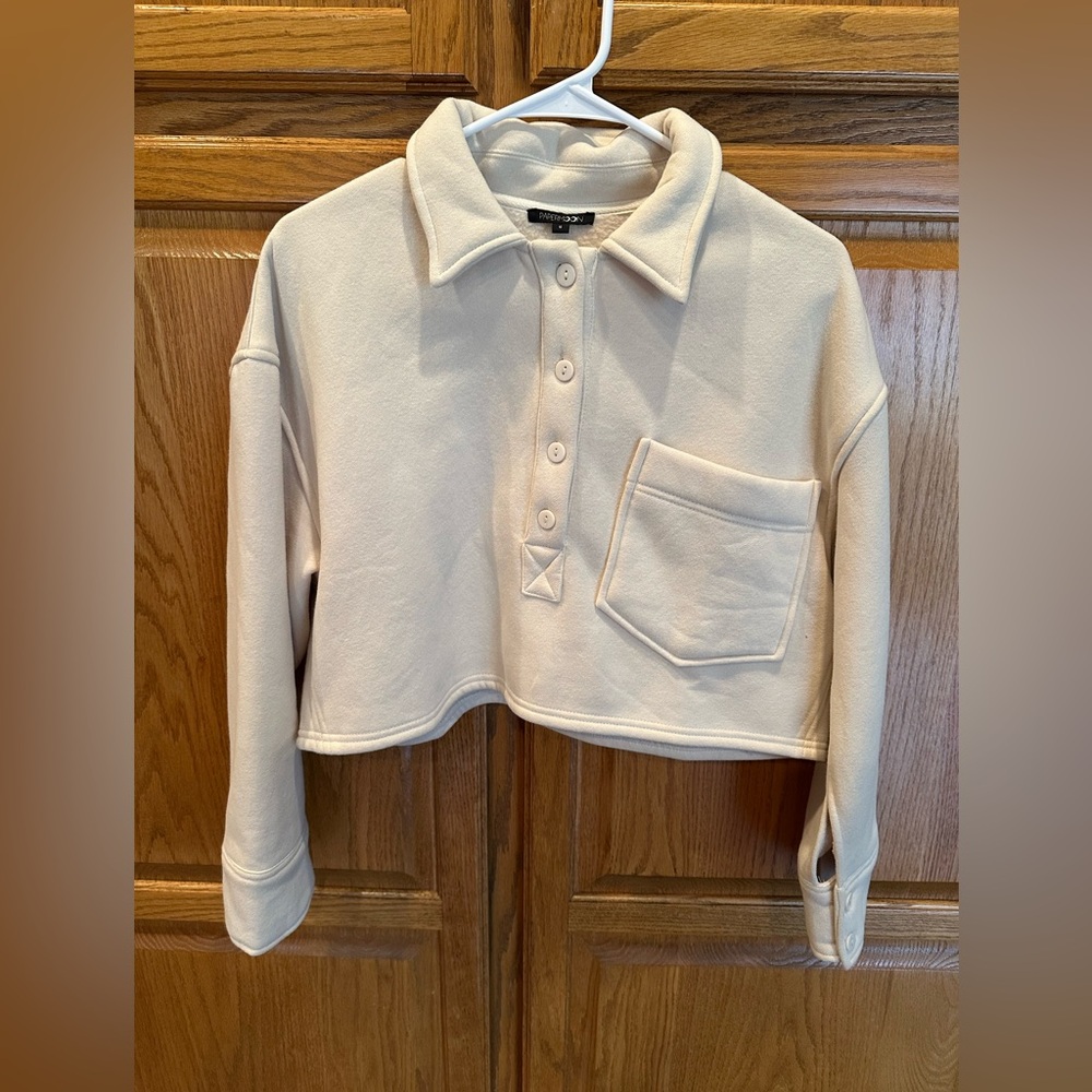 Papermoon Butter Yellow 1/2 Button-Up CropTop Size Small
